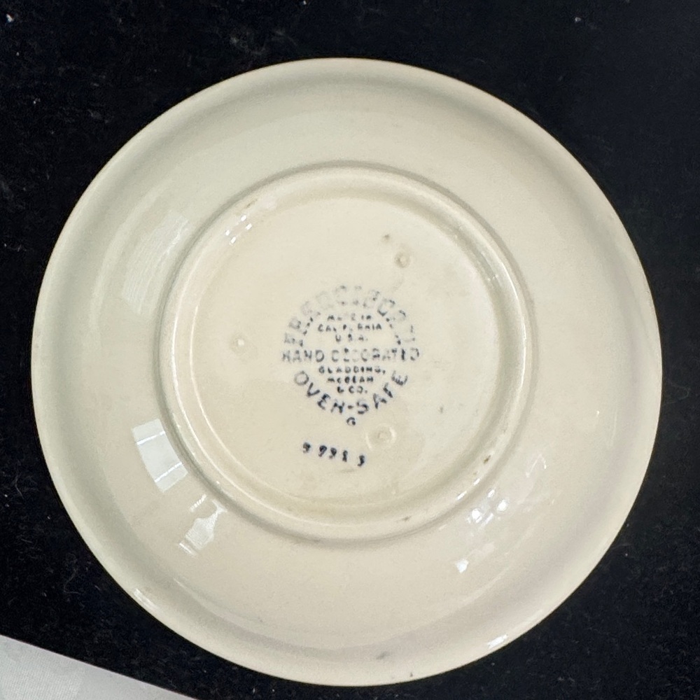two 1950s Vintage Franciscan Green Ivy Patterned Cream Bowls 6“ - Picture 3 of 3